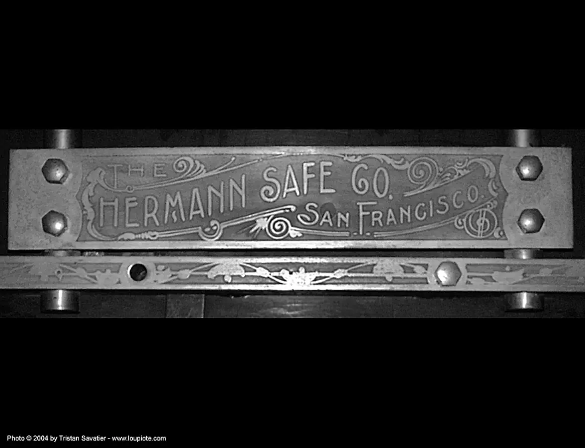 hermann safe co., hermann safe co, hetching, san francisco old mint, steel