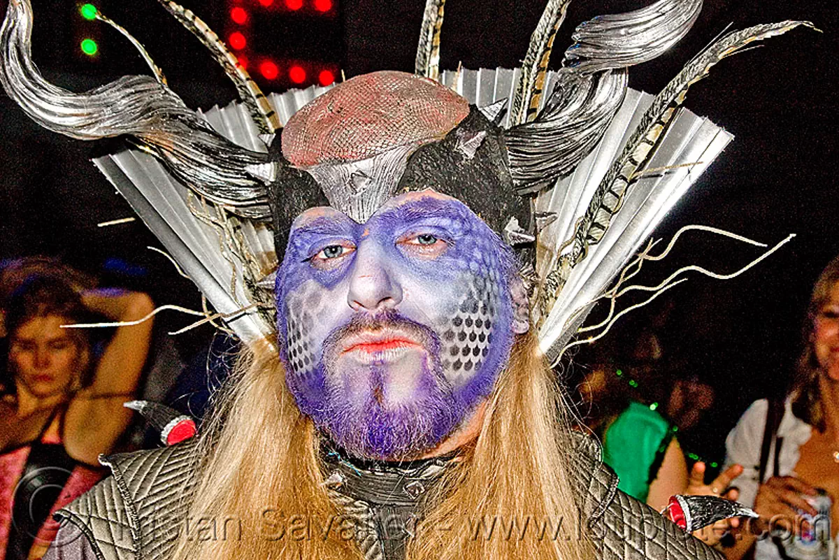 klingon warrior - ghostship halloween party on treasure island (san francisco), airbrush, costume, face painting, facepaint, ghostship 2009, halloween, klingon, makeup, man, party, warrior