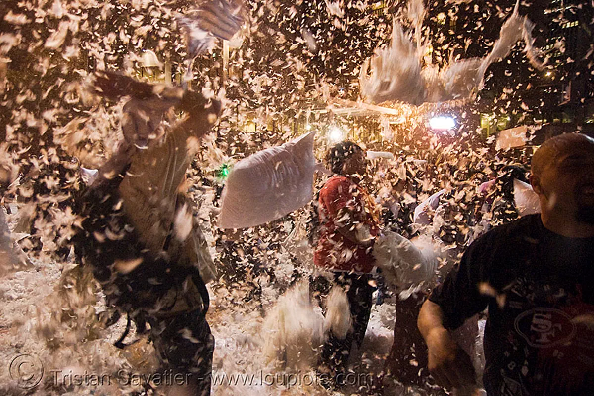 Lots Of Feathers Flying At The Great San Francisco Pillow Fight 2009