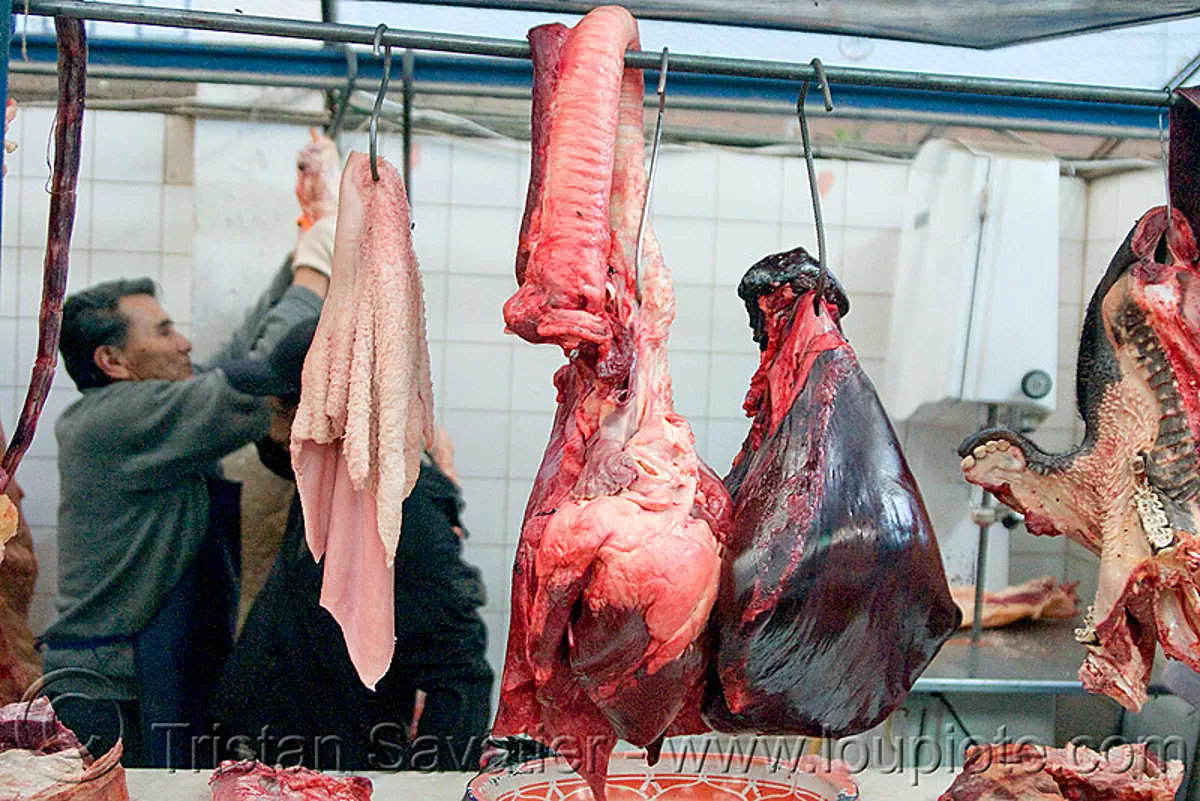 meat market in uyuni (bolivia), beef, bolivia, man, meat market, meat shop, raw meat, uyuni