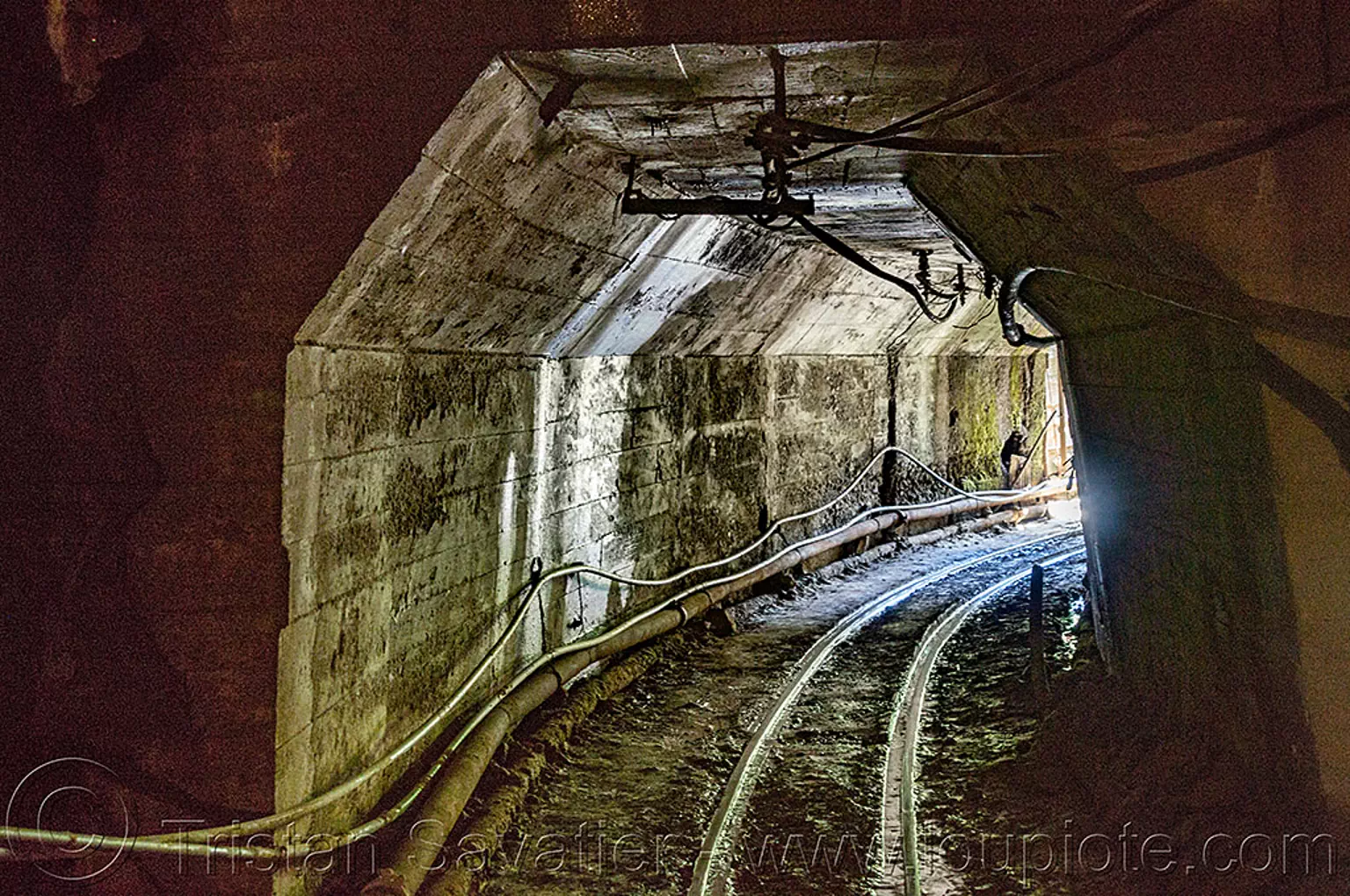 mine tunnel - balatoc mines (philippines), balatoc mines, concrete, curve, gold mine, mine tunnel, philippines, railroad, raylway, underground mine