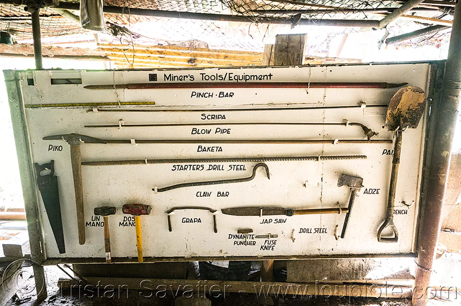 mining hand tools, balatoc mines, philippines