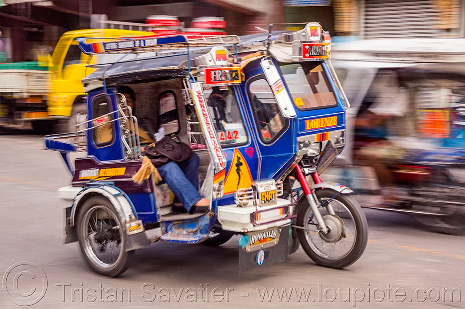 motorized tricycles (philippines), bontoc, colorful, motorcycles, motorized tricycle, passenger, philippines, sidecar, sitting, woman