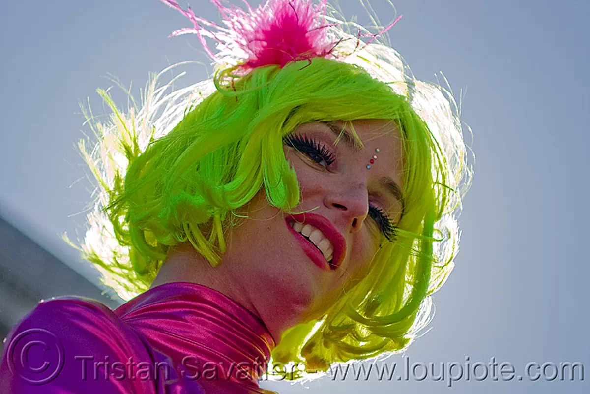 neon color wig - girl, eyelashes, lovevolution, neon color, wig, woman