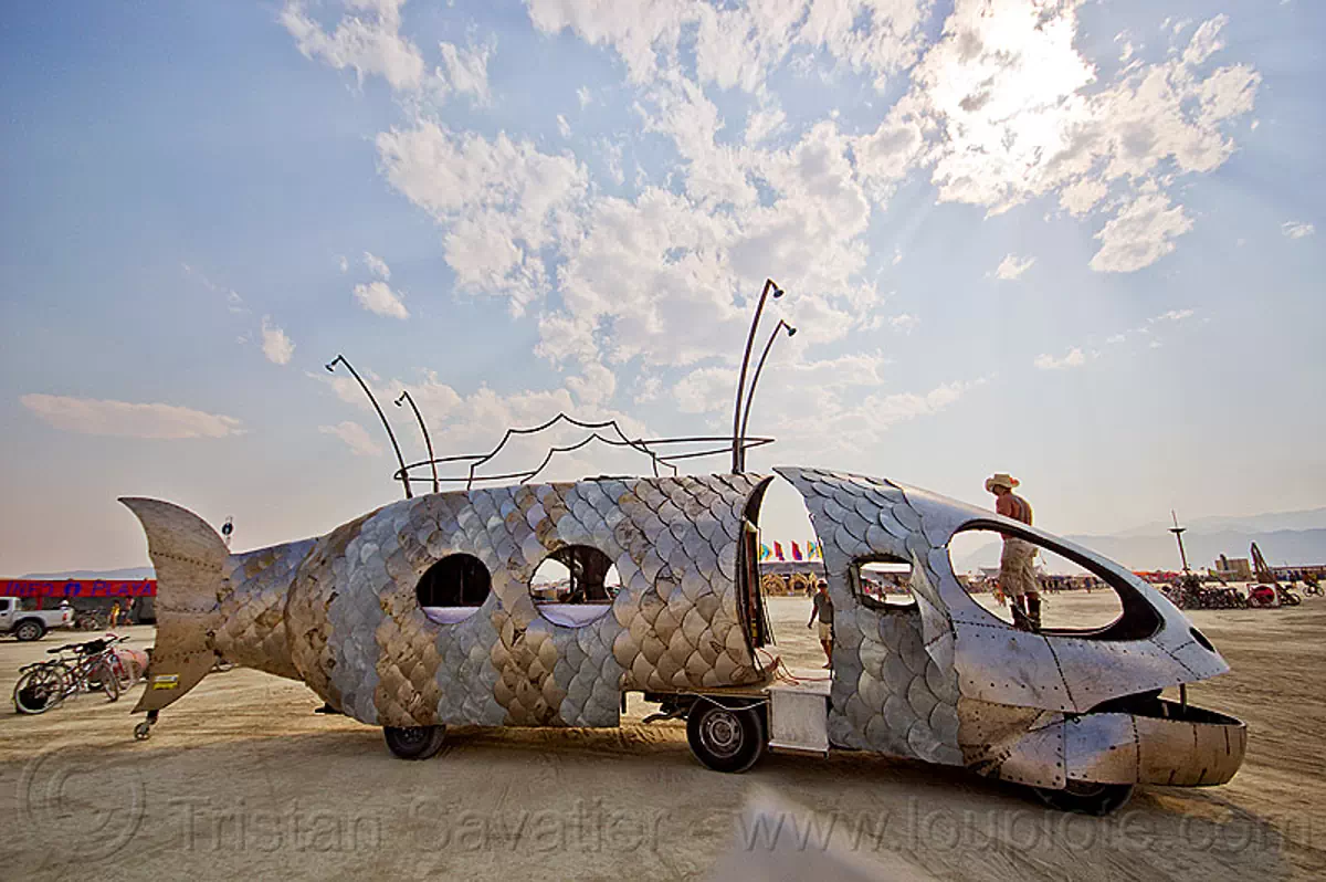 pilot fish art car, burning man 2013