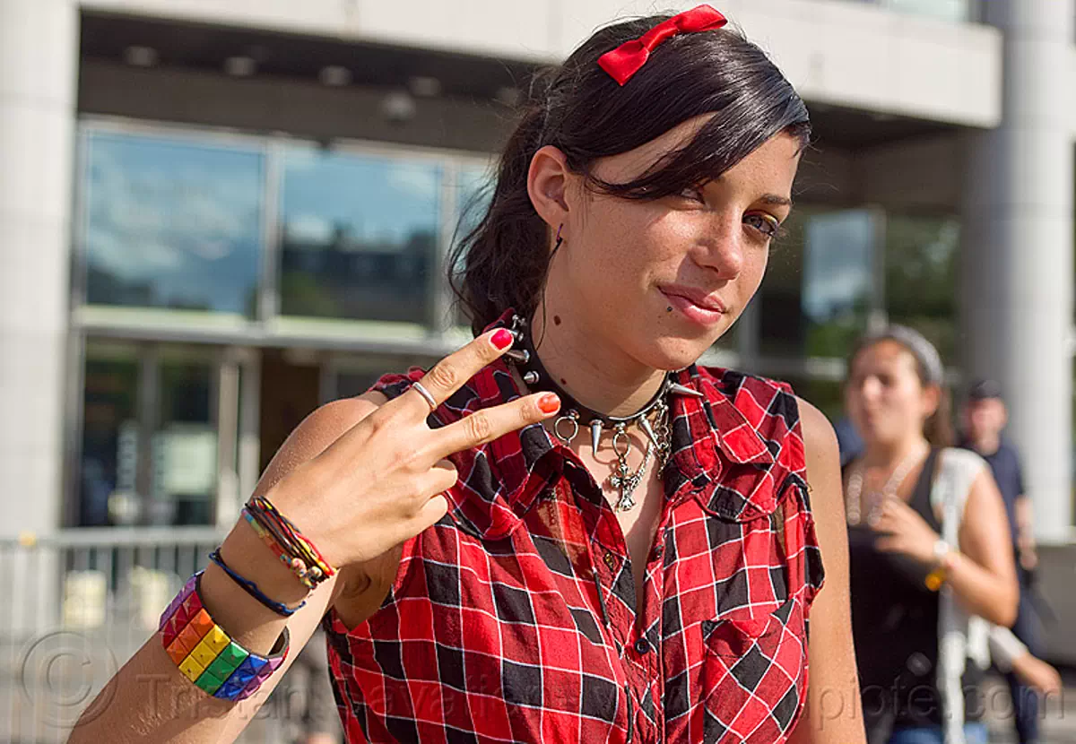 red checkered outfit