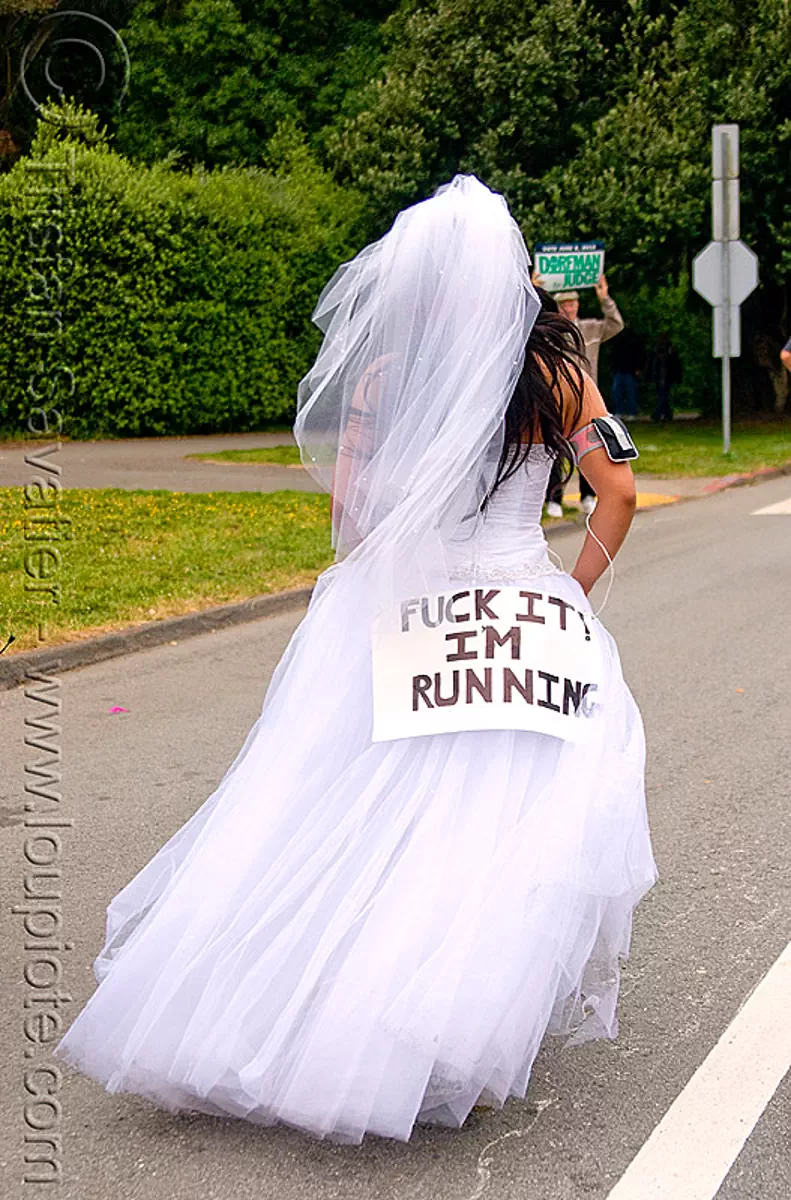 runaway bride, bay to breaker footrace and street party, san francisco