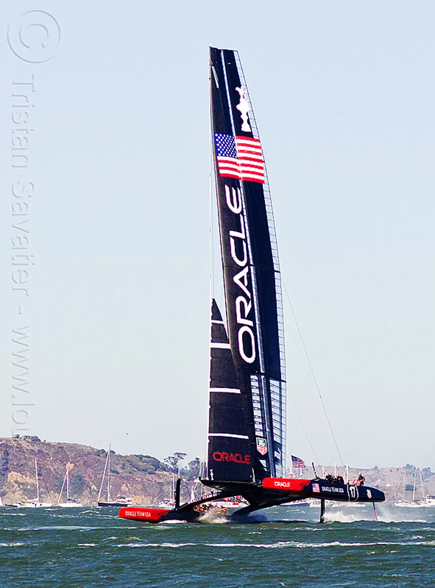 sailing hydrofoil catamaran oracle team USA