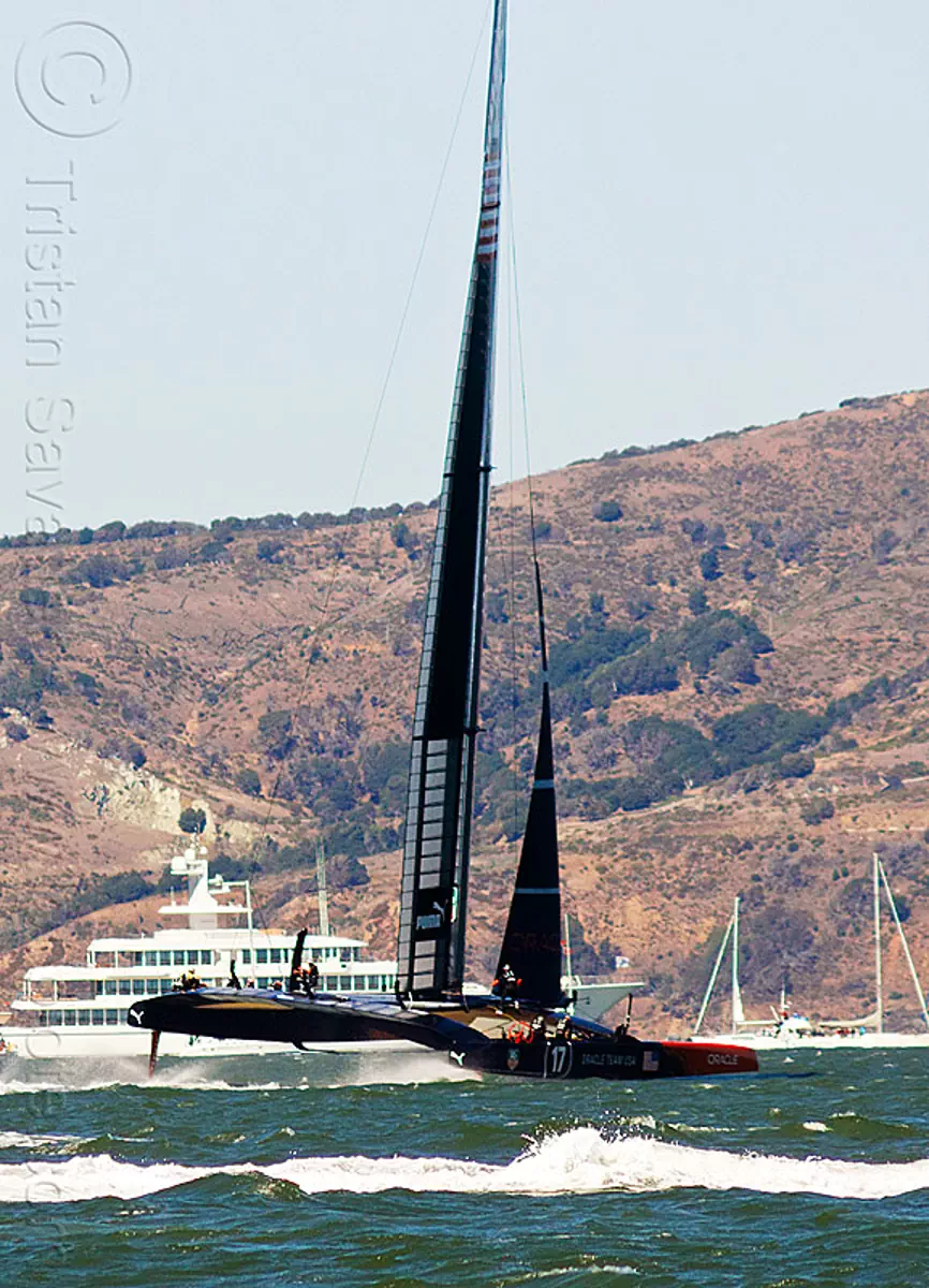 sailing hydrofoil catamaran oracle team USA