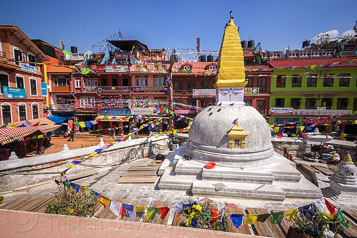 small stupa at bodnath, boudhanath, kathmandu, nepal