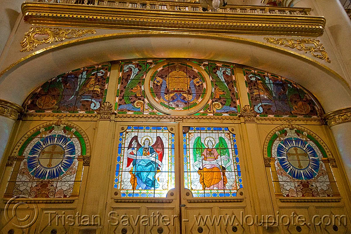 stained glass doors - cathedral - potosi (bolivia), angels, backlight, bolivia, catedral de potosí, cathedral, church, doors, emiliano, inside, interior, sacred art, stained glass