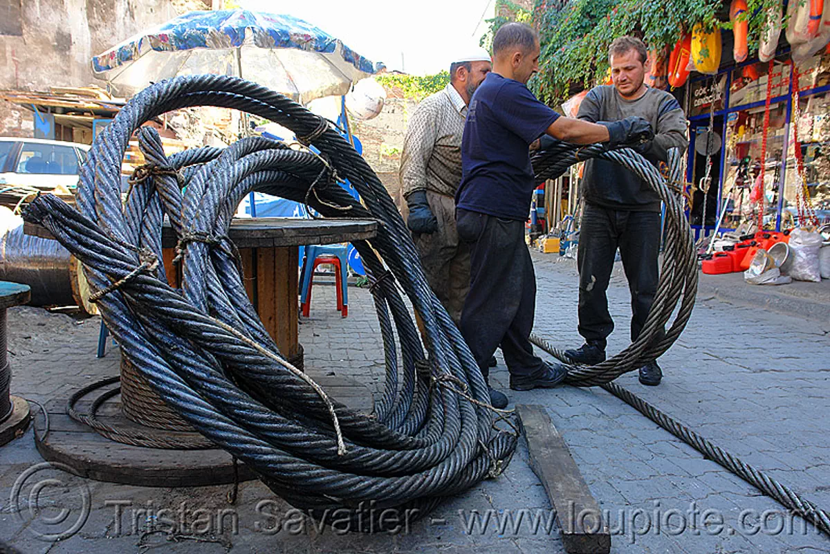 steel cables rolls - istanbul (turkey), cables, istanbul, men, rolling, rools, steel cable, workers