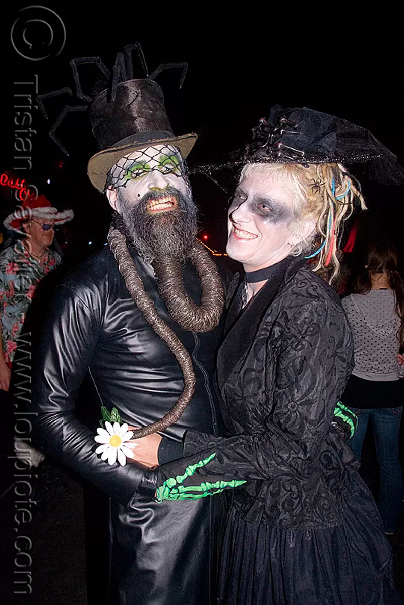 steven raspa and cameragirl - ghostship halloween party on treasure island (san francisco) - space cowboys, cameragirl, ghostship 2008, halloween, man, steven raspa, veil, woman