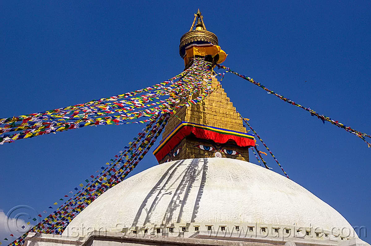 strings of prayer flags at the  bodnath stupa - kathmandu (nepal), bodnath stupa, boudhanath, buddhism, kathmandu, prayer flags, tibetan