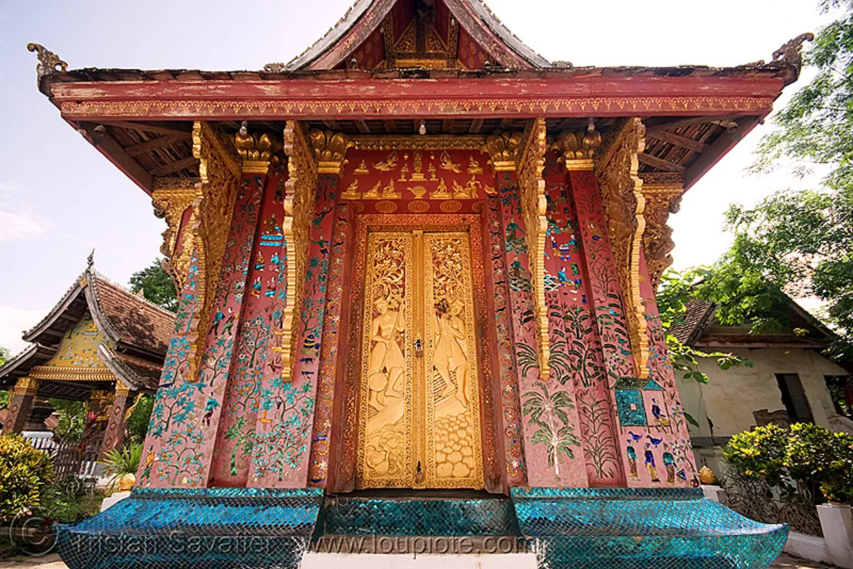 temple - luang prabang (laos), architecture, buddhism, buddhist temple, building, closed, doors, exterior, laos, luang prabang