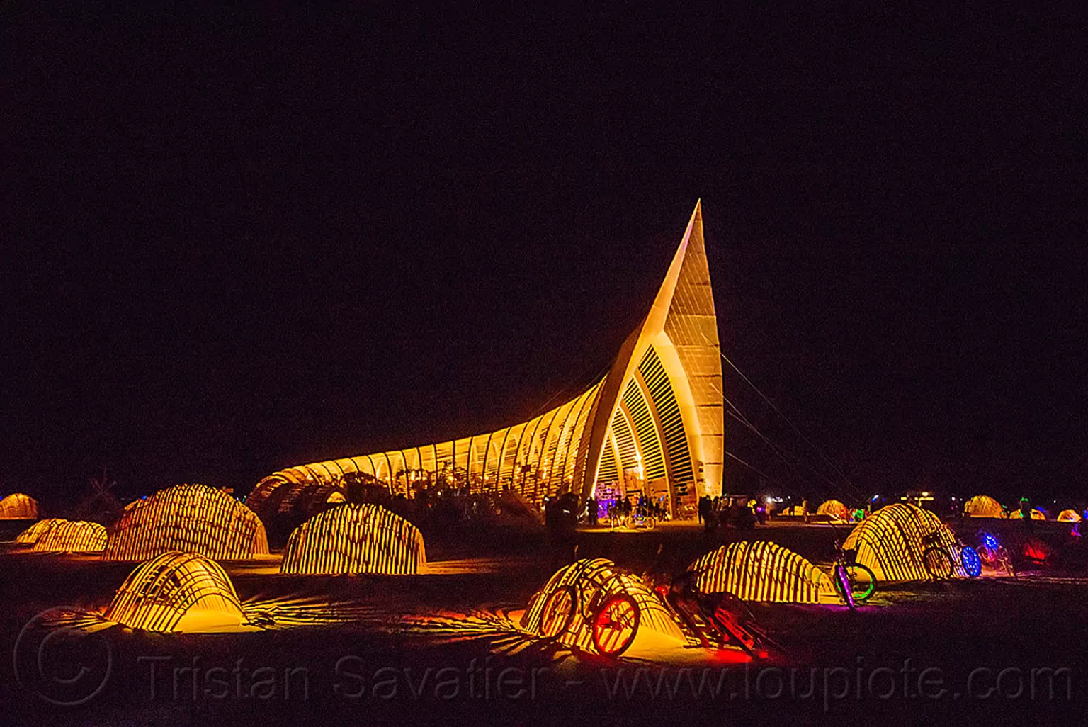 temple of promise at night, burning man 2015