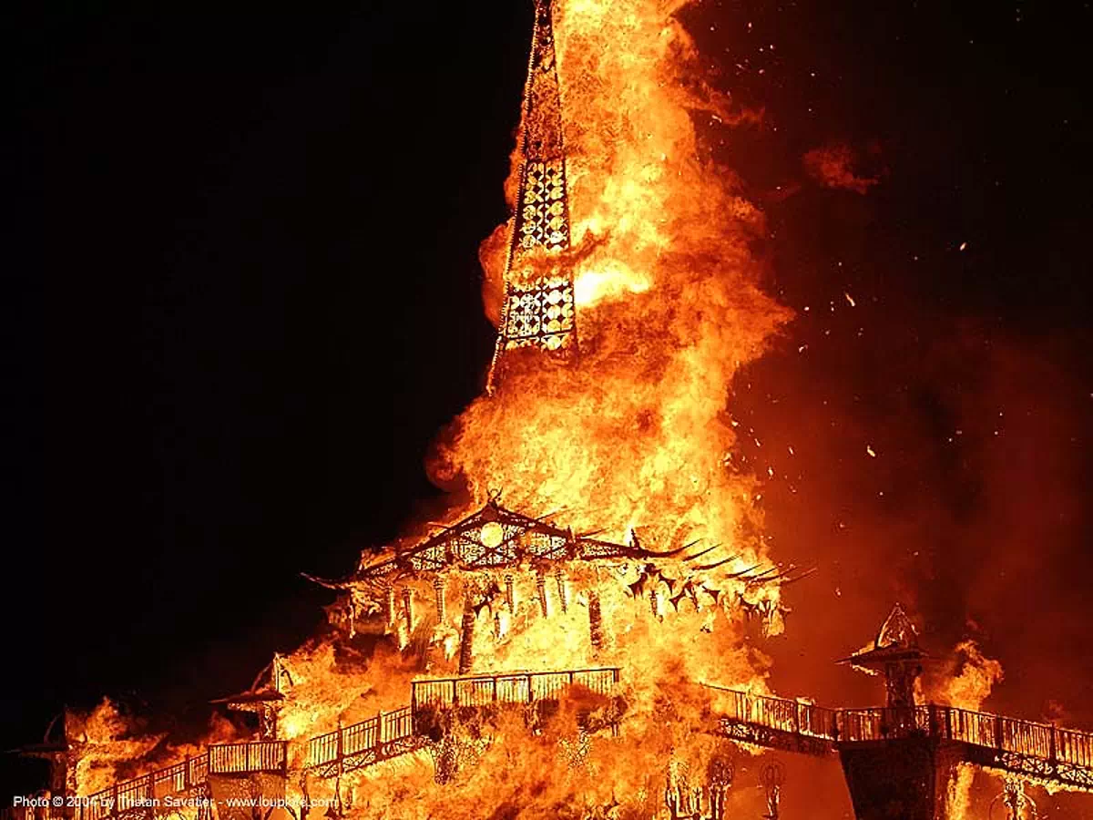 temple on fire - burning man 2004, burning man, fire, night, temple burn, temple burning