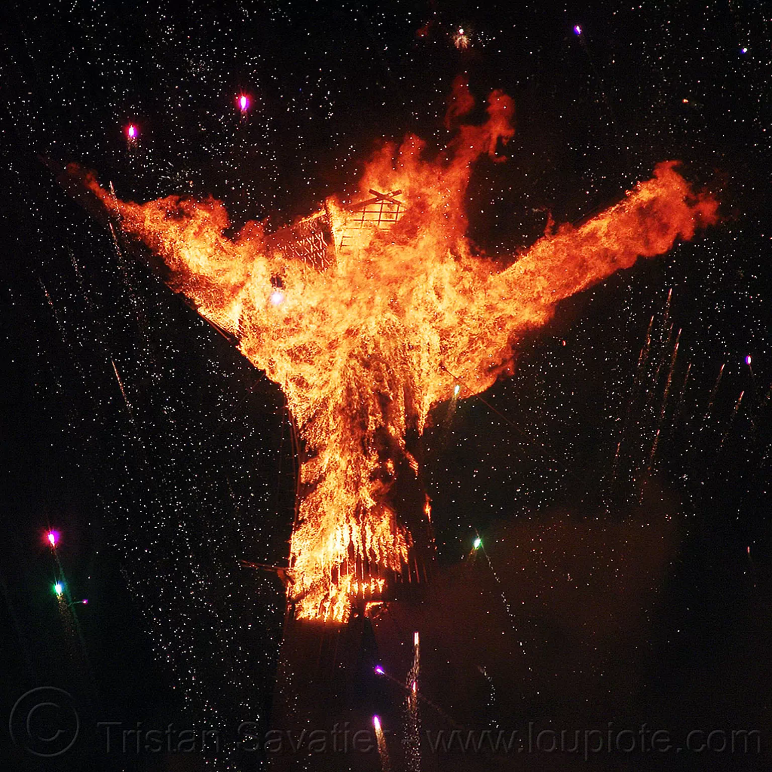 the man starts to burn, burning man 2015