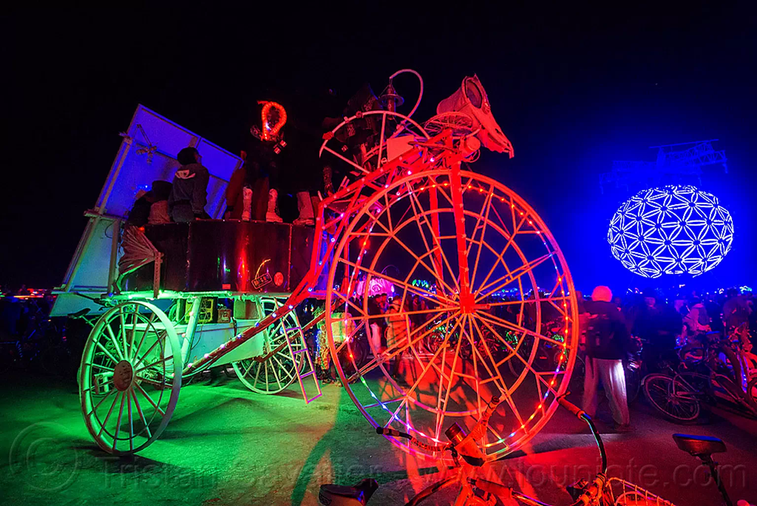 tricycle art car - burning man 2015, burning man, glowing, mutant vehicles, night, trike, unidentified art car