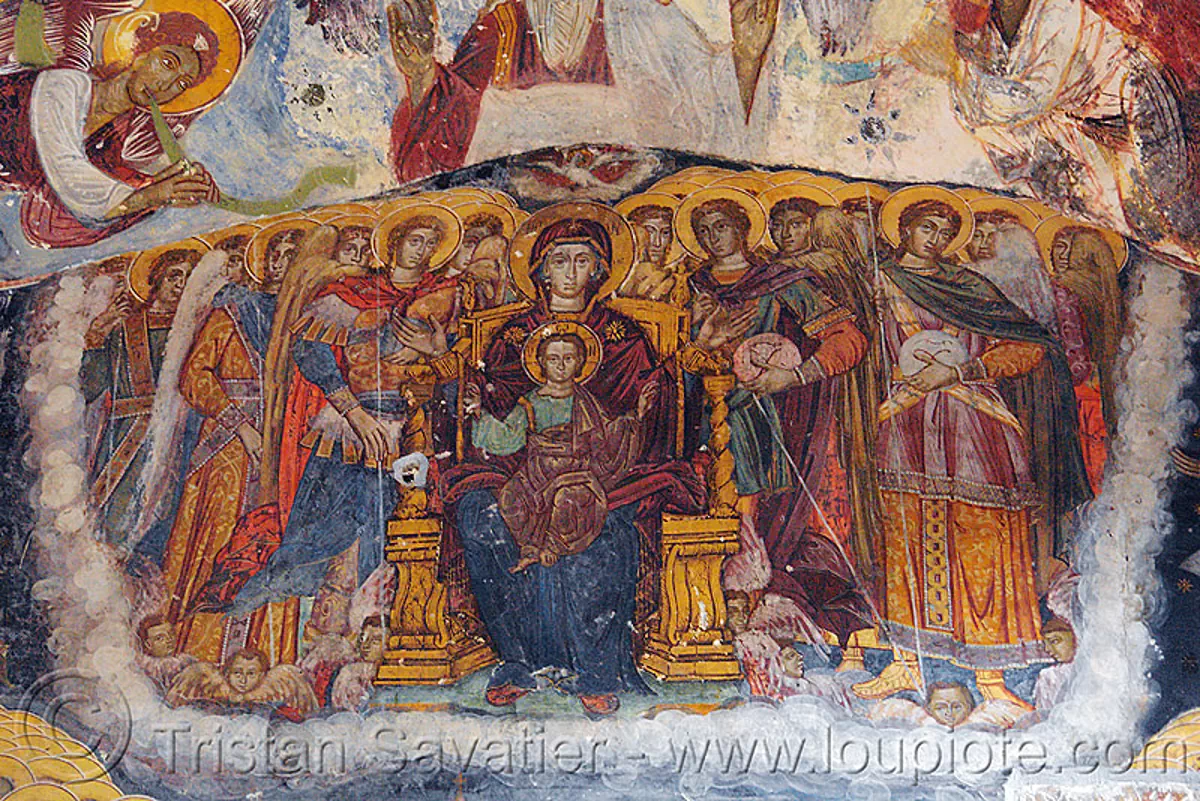 virgin mary and baby jesus - byzantine fresco - Sümela monastery (turkey), byzantine art, frescoes, orthodox christian, painting, sacred art, sumela, sümela monastery, trabzon