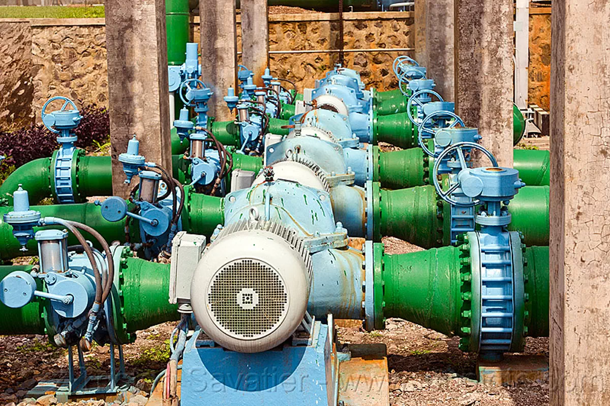 water pumps in geothermal power plant, electricity, energy, geothermal plant, indonesia, pipes, power station, water pumps