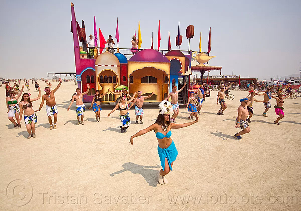Burning Man - Polynesian Dance Performance by Kazbus Kamp Crew