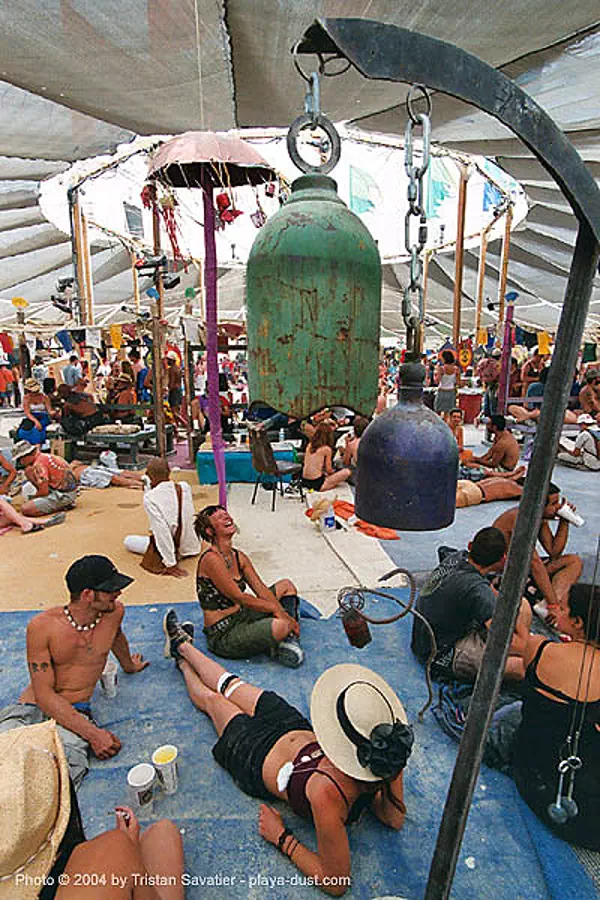 Metal Bells at Center Camp Cafe - Burning Man 2003