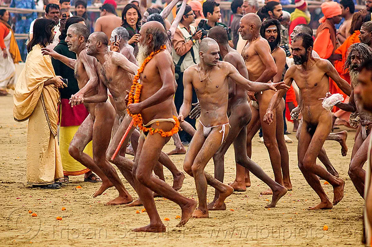 nudism indian Naked Hindu Devotees Running after Holy Dip - Kumbh Mela (India)