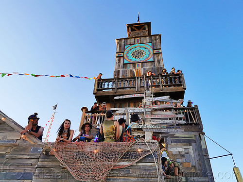 2019 - burning man, art installation, building, clocktower, construction, the folly