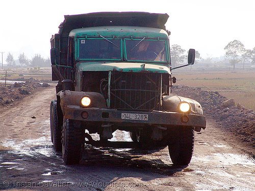 крaз-257 - kraz-257 ukrainian truck on "touristic development site" - vietnam, 4x4 trucks, 6x6, all-terrain, army trucks, kraz-257, kremenchuts'ky avtomobil'ny zavod, lorry, military trucks, road, truck, крa3-257, крaз-257, кременчуцький автомобільний завод