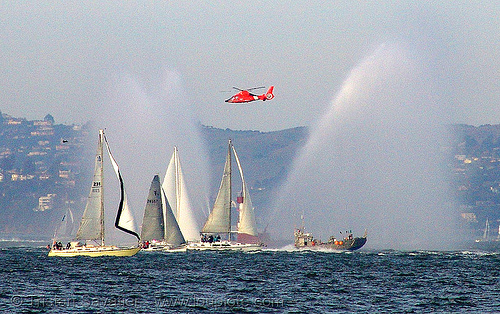 a lot of activity on san francisco bay, aircraft, awss, fire boat, helicopter, helo, pump boat, sail boats, san francisco bay, san francisco fire department, sf bay, sffd, ships, us coast guard, uscg