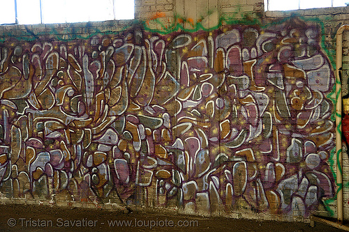 abandoned factory (san francisco), derelict, graffiti piece, street art, tie&#39;s warehouse, trespassing
