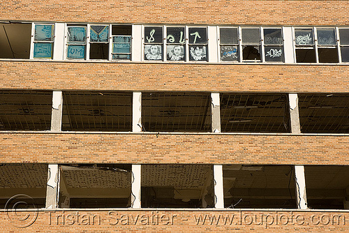 abandoned hospital (presidio, san francisco) - PHSH, abandoned building, abandoned hospital, building demolition, graffiti, presidio hospital, presidio landmark apartments, windows