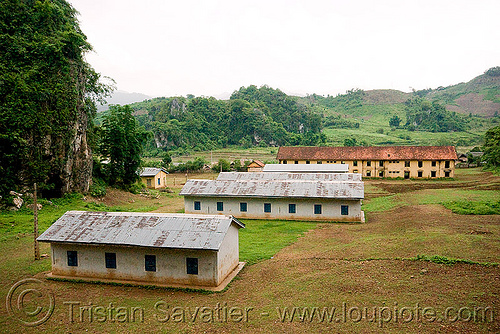 abandoned military hospital barracks, barracks, military hospital, ruins, viang xai, vietnam war