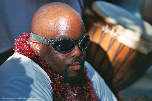 african american man with goggles - burning man 2003, african american man, black man, goggles