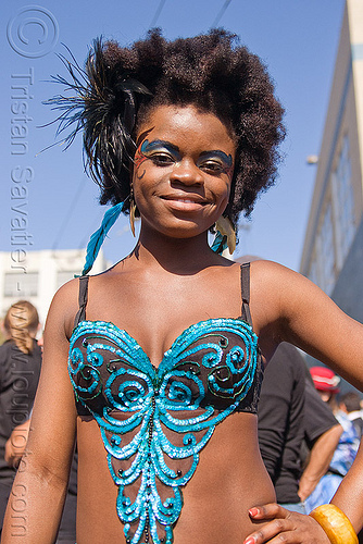 african woman in glittery costume, african woman, carnival costume, samba dancer