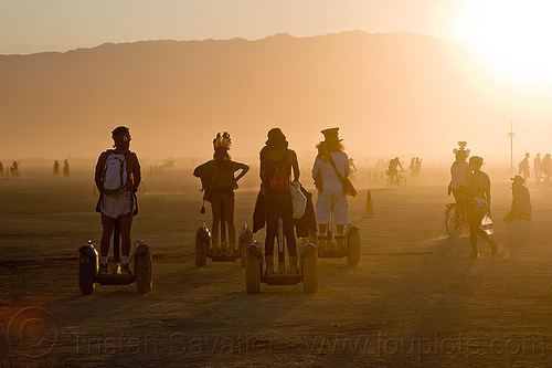 all terrain segways, backlight, haze, hazy, segway x2, segways, silhouettes