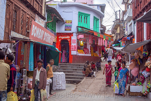 almora bazar - street market in almora (india), almora bazar, houses, street market