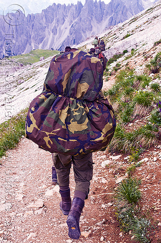 alpini - italian army training in the alps mountains, alpines, alpini, alps, army green, battledress, boots, camouflage, dolomites, fatigues, heavy backpacks, hiking, italian army, khaki, men, military, mountain infantry, mountain troops, mountains, parco naturale dolomiti di sesto, soldiers, trail, training, uniform, walking