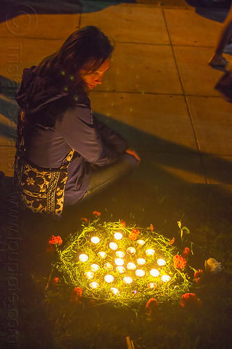 altar de muerto - day of the dead, altar de muertos, candles, day of the dead, dia de los muertos, halloween, memorial, night, woman