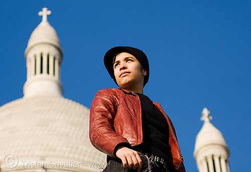 alyssa at the sacré-coeur basilica in paris, basilica, blue, cross, montmartre, sacre-coeur, sacré-coeur, woman