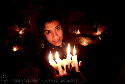 alyssa is the devil - catacombes de paris - catacombs of paris (off-limit area), candles, cataphile, cave, clandestines, fire, illegal, low key, new year's eve, underground quarry, wax, woman