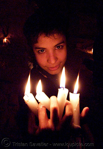 alyssa is the devil - catacombes de paris - catacombs of paris (off-limit area) - candles, candles, cataphile, cave, clandestines, fire, illegal, low key, new year's eve, underground quarry, wax, woman