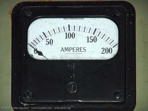 analog ammeter dial - amperes, abandoned building, abandoned hospital, ammeter, amperes, amps, ampères, analog, electric, gauge, panel meter, presidio hospital, presidio landmark apartments, trespassing, westinghouse