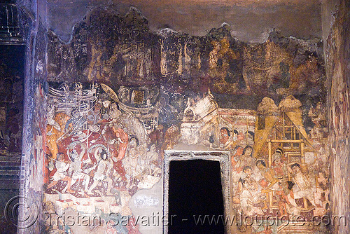 ancient buddhist paintings - ajanta caves - ancient buddhist temples (india), ajanta caves, buddhism, cave, painting, rock-cut