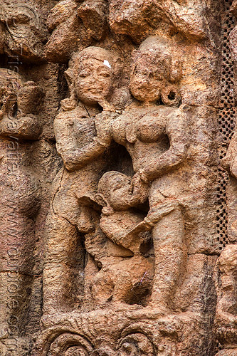 ancient erotic sculpture at the konark sun temple (india), erotic sculptures, erotic stone carving, hindu temple, hinduism, konark sun temple, maithuna