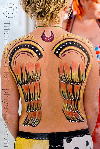 angel wings bodypainting, angel wings, body paint, body painting, woman