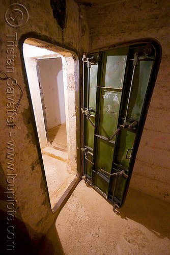 armored door - bunker (laos), armored door, bunker, military, rusty, viang xai, vietnam war