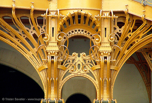 art nouveau ironwork in the grand palais (paris), architecture, art nouveau, ironwork, jugendstil, metalwork, wrought