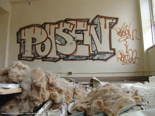 asbestos in abandoned building, abandoned building, abandoned hospital, asbestos, graffiti, presidio hospital, presidio landmark apartments, trespassing